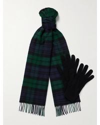 Johnstons of Elgin - Fringed Checked Cashmere Scarf And Gloves Set - Lyst