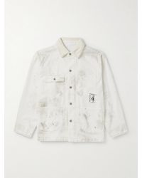 Neighborhood - Corduroy-trimmed Paint-splattered Denim Jacket - Lyst