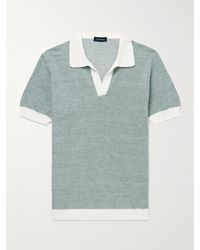 Thom Sweeney - Birdseye Cotton And Linen-blend Polo Shirt - Lyst