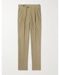 James Purdey & Sons - Tapered Pleated Cotton-corduroy Trousers - Lyst