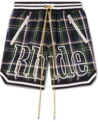Rhude - Logo-embroidered Checked Cotton-flannel Drawstring Shorts - Lyst