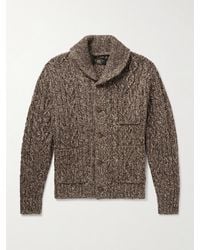 RRL - Shawl-Collar Cable-Knit Wool, Cotton And Linen-Blend Cardigan - Lyst