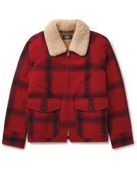 RRL - Shearling-trimmed Padded Checked Wool Jacket - Lyst