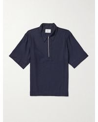 NN07 - Bruno 1808 Lenzing Ecovero And Linen-Blend Half-Zip Polo Shirt - Lyst
