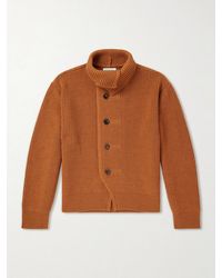 Dries Van Noten - Marino Shawl-Collar Ribbed Wool Cardigan - Lyst