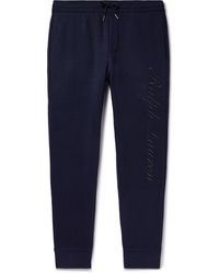 Ralph Lauren Purple Label - Script Logo-embroidered Cotton-blend Jersey Sweatpants - Lyst