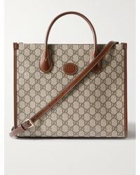 Gucci - Ophidia Leather-trimmed Monogrammed Coated-canvas Tote Bag - Lyst