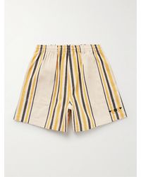 Bode - Namesake Wide-leg Logo-embroidered Striped Cotton Shorts - Lyst