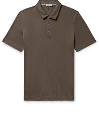 Canali - Slim-Fit Cotton And Lyocell-Blend Piqué Polo Shirt - Lyst