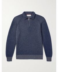 Brunello Cucinelli - Gestreifter Pullover aus Kaschmir in Rippstrick mit kurzem Reißverschluss - Lyst