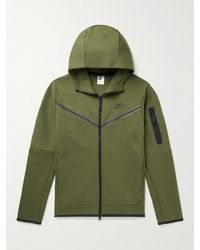 Nike Sportswear Logo-print Cotton-blend Tech-fleece Zip-up Hoodie - Green