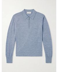 Officine Generale - Bene Merino Wool Half-zip Polo Shirt - Lyst