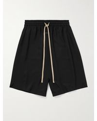 Fear Of God - Straight-leg Logo-appliquéd Silk And Virgin Wool-blend Drawstring Shorts - Lyst
