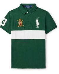 Polo Ralph Lauren - Logo-Embroidered Appliquéd Striped Cotton-Piqué Polo Shirt - Lyst