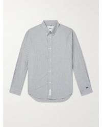 WTAPS - Button-down Collar Striped Cotton-blend Shirt - Lyst