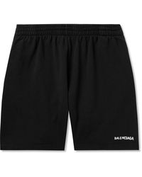 Balenciaga - Straight-Leg Logo-Print Cotton-Jersey Shorts - Lyst