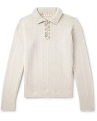 Marni - Embroidered Wool And Cashmere-blend Half-zip Sweater - Lyst