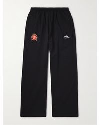 Balenciaga - Wide-leg Logo-embroidered Cotton-jersey Sweatpants - Lyst