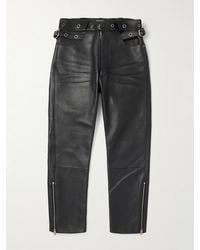 Tom Ford - Gerade geschnittene Hose aus vollnarbigem Leder mit Ösen - Lyst