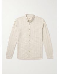 Folk - Button-down Collar Striped Cotton And Linen-blend Seersucker Shirt - Lyst