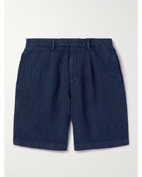 Boglioli - Straight-leg Pleated Linen Shorts - Lyst