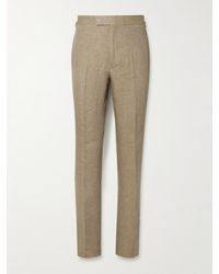 Kingsman - Argylle Slim-fit Straight-leg Herringbone Linen Trousers - Lyst
