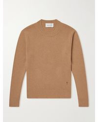 Ami Paris - Logo-Embroidered Cashmere And Wool-Blend Sweater - Lyst