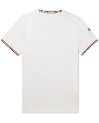 Moncler - Logo-appliquéd Striped Stretch-cotton Jersey T-shirt - Lyst