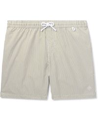 Loro Piana - Bay Straight-leg Mid-length Logo-print Striped Swim Shorts - Lyst