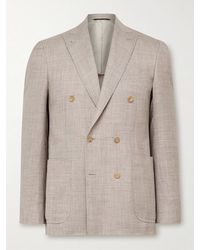 Canali - Kei Unstructured Double-Breasted Wool And Silk-Blend Blazer - Lyst
