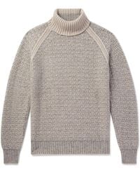 ZEGNA - Ribbed Cashmere And Silk-Blend Rollneck Sweater - Lyst