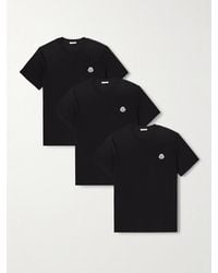 Moncler - Three-Pack Logo-Appliquéd Cotton-Jersey T-Shirts - Lyst