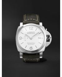 Panerai - Luminor Marina Automatic 44mm Stainless Steel And Leather Watch - Lyst