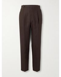 STÒFFA - Straight-Leg Pleated Linen Trousers - Lyst