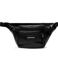 Balenciaga Explorer Logo-print Crinkled-leather Belt Bag - Black