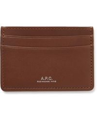 A.P.C. - Andre Logo-print Leather Cardholder - Lyst