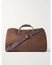 Bennett Winch - Logo-embroidered Leather-trimmed Cotton-twill Suit Carrier And Holdall - Lyst