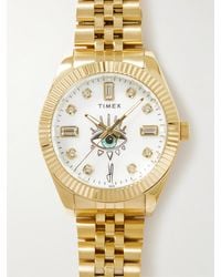 Timex - Jacquie Aiche 36 mm goldfarbene Uhr mit Kristallen - Lyst