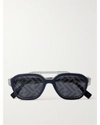 Fendi - Sonnenbrille mit D-Rahmen aus Azetat und silberfarbenen Details - Lyst