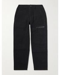 FRIZMWORKS - Tapered Leather-Trimmed Cotton-Canvas Cargo Trousers - Lyst