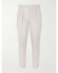MR P. - Steve Tapered Pleated Herringbone Linen Trousers - Lyst