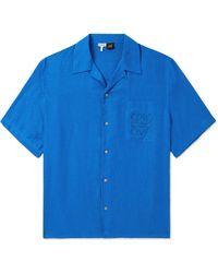 Loewe - Paula's Ibiza Convertible-collar Logo-embroidered Linen Shirt - Lyst
