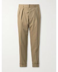 Officine Generale - Straight-leg Pleated Belted Wool Suit Trousers - Lyst
