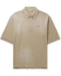 Acne Studios Oversized Logo-embroidered Cotton-piqué Polo Shirt - Natural