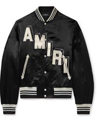 Amiri Satin Flames Souvenir Bomber Jacket in Black for Men | Lyst