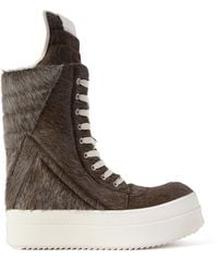 Rick Owens - Mega Geobasket Calf Hair High-Top Sneakers - Lyst