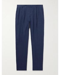 Sunspel - Straight-leg Pleated Linen Suit Trousers - Lyst