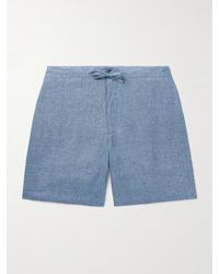 MR P. - Straight-leg Linen-chambray Drawstring Shorts - Lyst