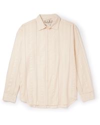 mfpen - Generous Striped Seersucker-trimmed Organic Cotton-poplin Shirt - Lyst