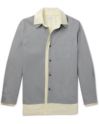 Bottega Veneta - Layered Two-tone Cotton And Linen-blend Overshirt - Lyst